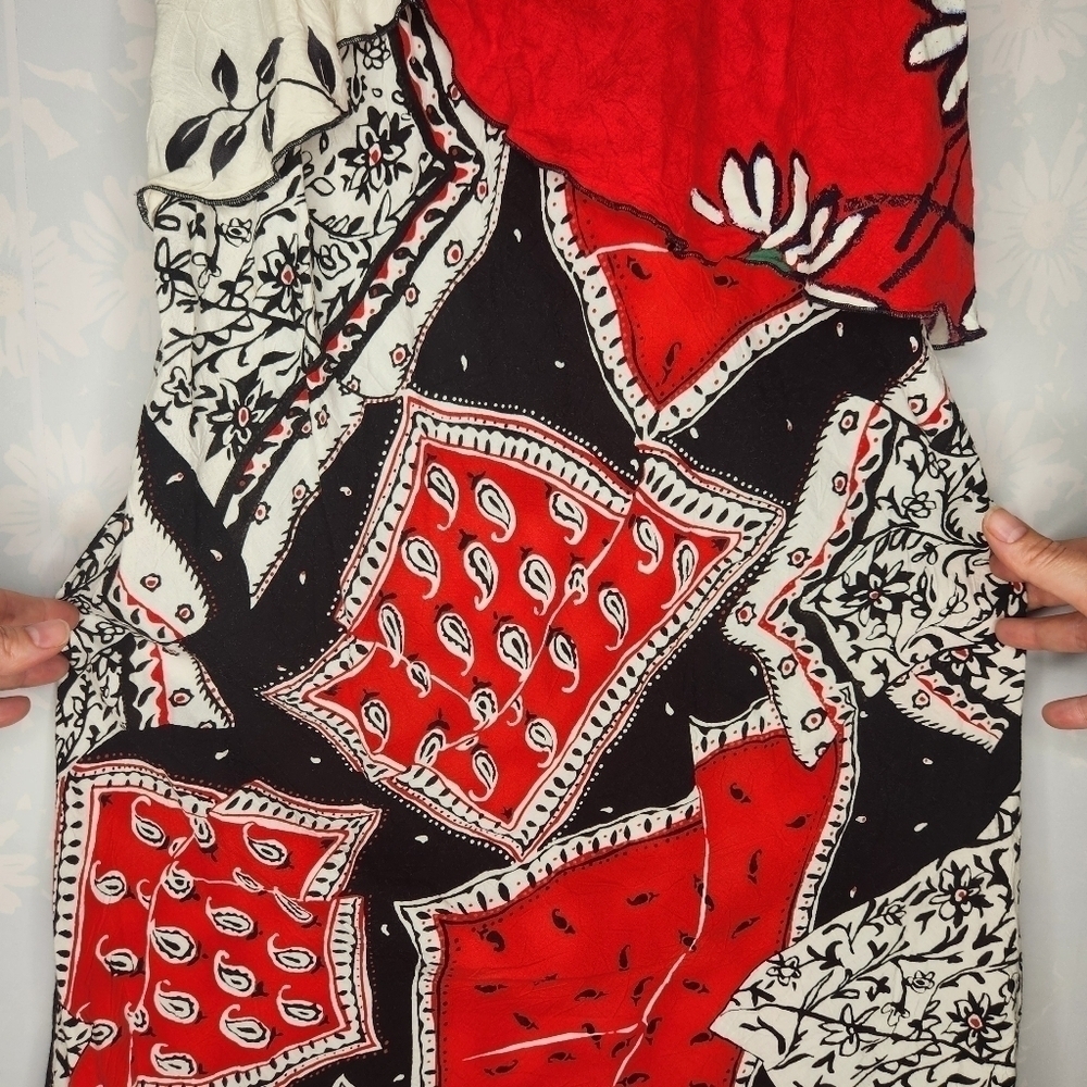 Vintage 80s Jams World Red Bandana Speghetti Strap Mini Sun Dress Size Small - Picture 5 of 10